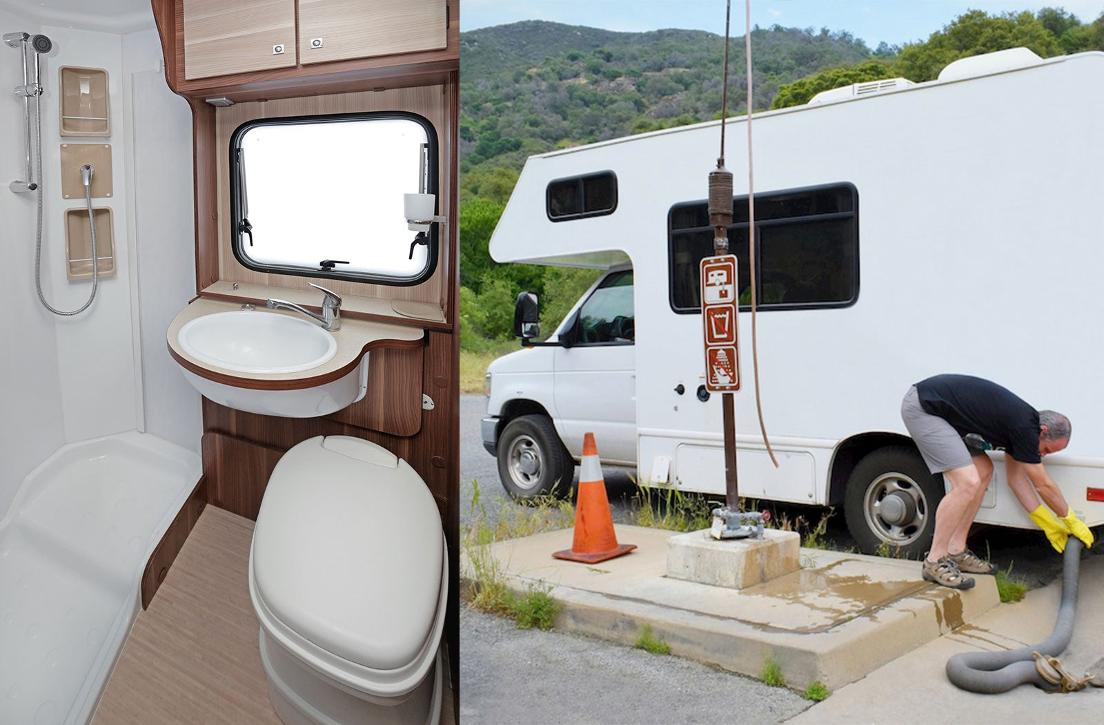 Portable RV/camper toilet and holding tank setup in Morgantown, West Virginia